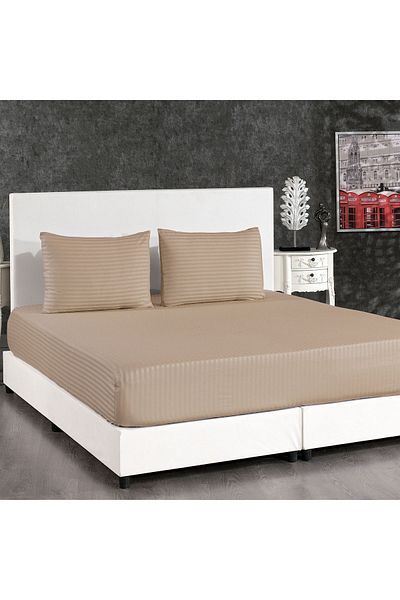 Alena Home Style Cotton Satin 100x200 Single Striped Elastic Sheet Set