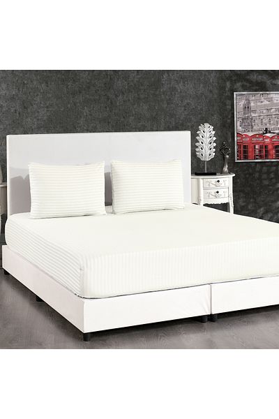 Alena Home Style طقم ملاءات مطاطية مخططة مزدوجة مقاس 180x200 من القطن