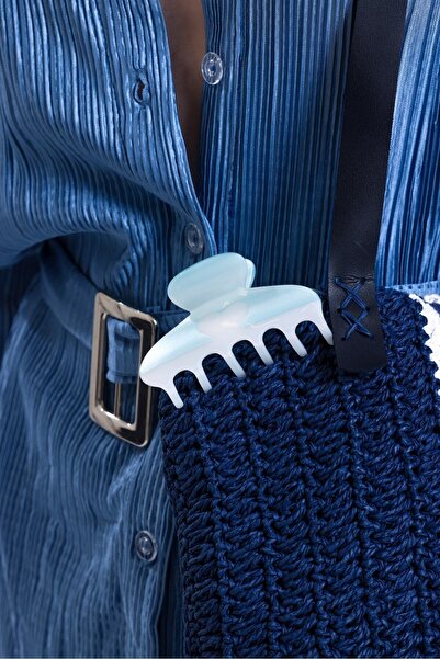 Roberta Lorenz Πέρλα Καρδιά Μπλε Λευκό Μάνταλο Πόρπη, Μπορεί να Προστεθεί Φιόγκος, Ποιοτικό Μασίφ Κόκκαλο