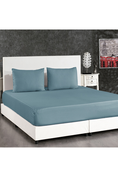 Alena Home Style Cotton 180x200 Double Striped Elastic Sheet Set