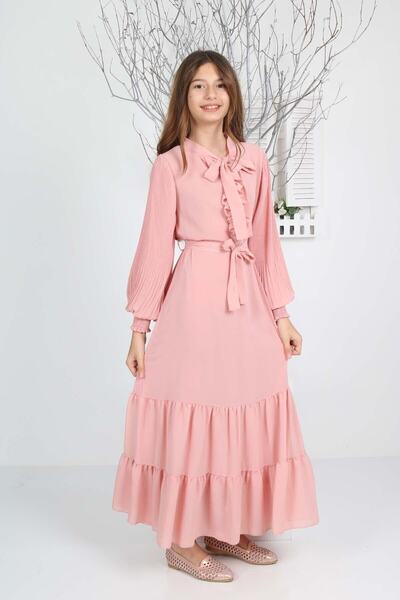 Jannock Rochie Hijab din șifon lungă pentru fetiță