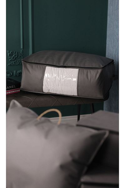 Vedsey Home Organizer 70x50x25см Голям разтегателен диван с прозорец и основа - Чанта за съхранение Черен органайзер
