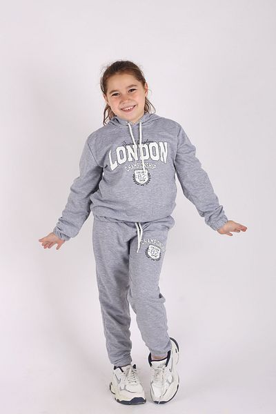han elegant Σετ κοριτσίστικη φόρμα London Print με λεπτομέρεια με κουκούλα 2 κλωστών