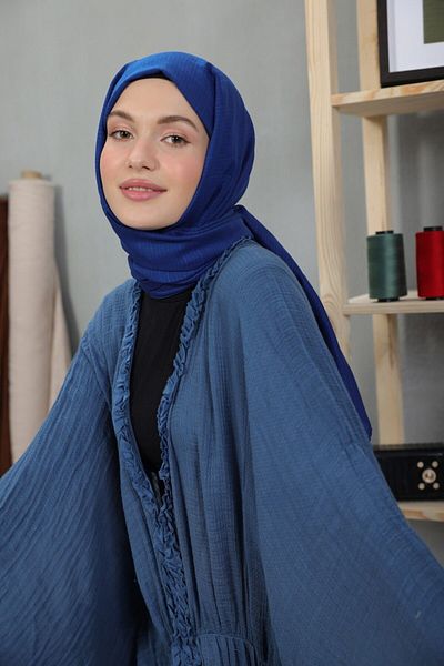 Modakaşmir Cozy Cotton Series Shawl Midnight Blue