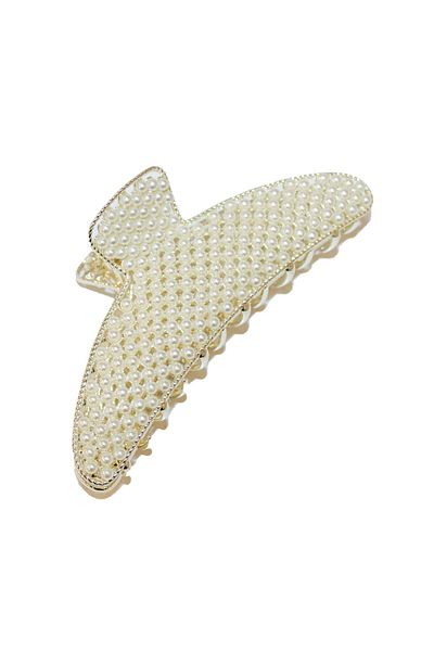 Roberta Lorenz Women's Pearl Metal Tight Hair Clip, Eco-Friendly, High Quality 10 Cm Latch Clasp
