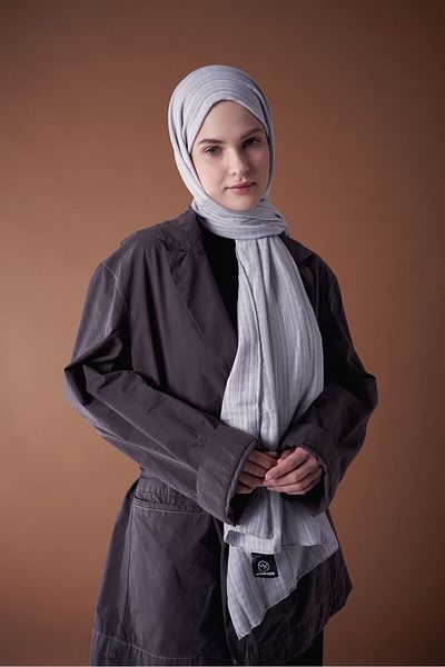 Modakaşmir شال Misto Cotton Series باللون الرمادي الفاتح