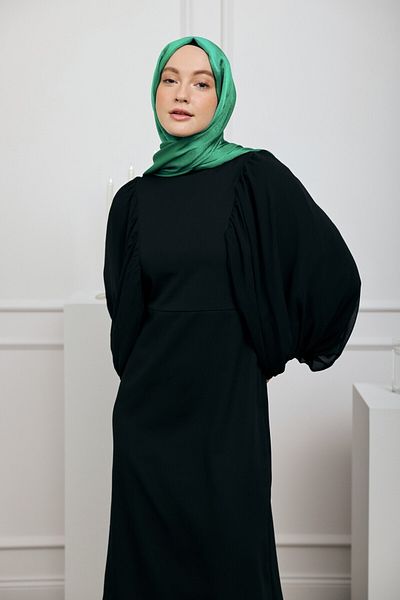 Modakaşmir Devore Satin Series Shawl Benetton Green