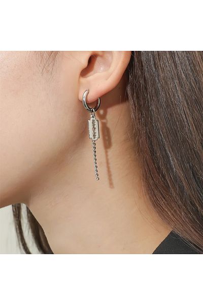 Köstebek Stainless Steel Dangle Single Razor Earrings