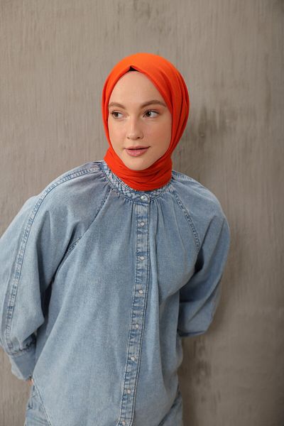 Modakaşmir شال من سلسلة القطن المريح باللون البرتقالي الديناميكي