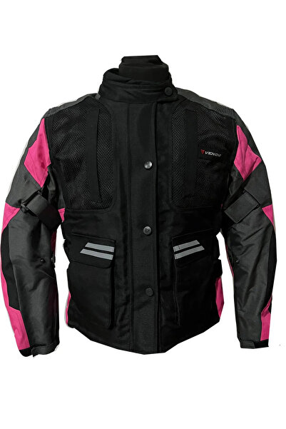 VENOM Tourex Kadın Ceket Pembe Siyah 4 Mevsim Mont(KALIPLAR DARDIR BİR BEDEN BÜYÜK SİPARİŞ VERİNİZ)