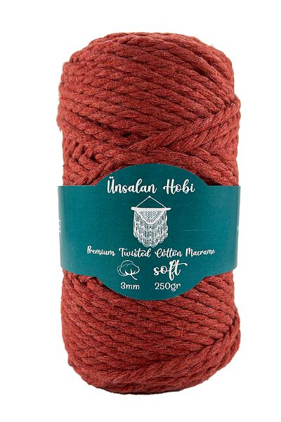 ÜNSALAN HOBİ Τυφλό Βαμβακερό Σχοινί Μακραμέ 3mm 3 Twist 250γρ