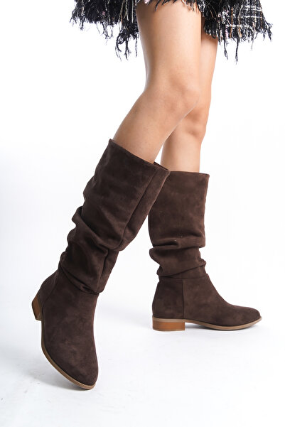 ÜNAL ÖZER Unal Özer hnědé semišové dámské denní boty s klínem Un001-0144