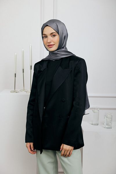 Modakaşmir Şal Seria Devore Satin Antracit