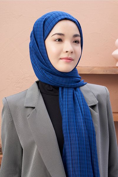 Modakaşmir Saks Blue Misto Cotton Series Shawl