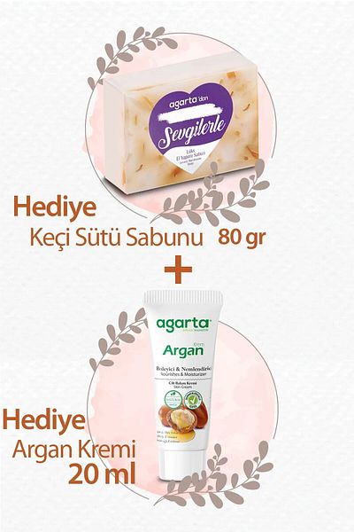 Agarta Natural Handmade Argan Oil Soap 1400 Gr| 20 Ml Argan Cream + 80 Gr Goat Milk Soap Gift
