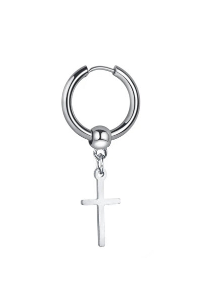Köstebek Paslanmaz Çelik Halkalı Haç Küpe