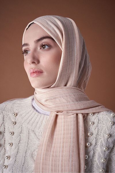 Modakaşmir شال من سلسلة Misto Cotton باللون البيج الرملي