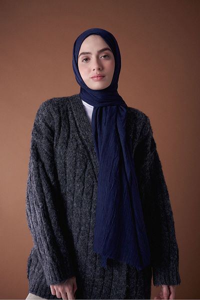Modakaşmir Σειρά Bamboo Shawl Navy Blue
