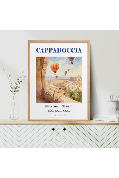 HOMEPACK Картина с една рамка, акварелна серия, плакат от Кападокия, TK/447