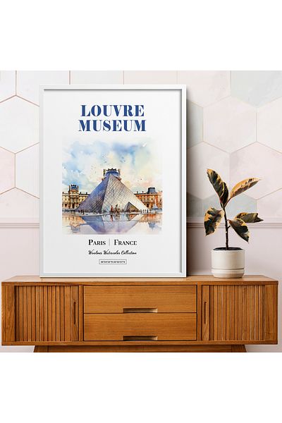 HOMEPACK Pictură cu un singur cadru Seria acuarelă Pictură poster al muzeului Louvre TK/448