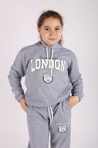 han elegant Σετ κοριτσίστικη φόρμα London Print με λεπτομέρεια με κουκούλα 2 κλωστών