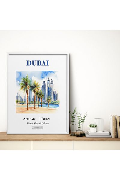 HOMEPACK Pictură cu un singur cadru Seria acuarelă Dubai, Abu Dabi Poster Pictură TK/443