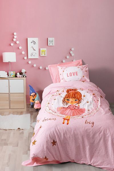 Cotton Box Ranforce Junior Single Duvet Cover - Jerry Pink & Ballerina Pattern