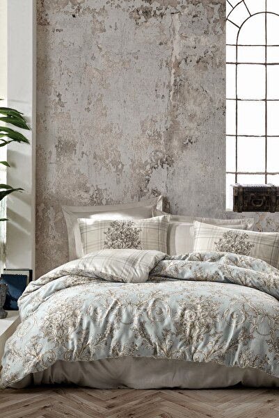 Cotton Box طقم غطاء لحاف مزدوج من الساتان بيج تيري