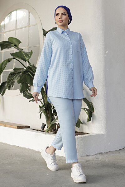 InStyle طقم قميص Movra Gingham - أزرق فاتح