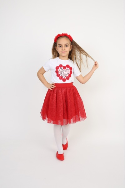 nacar çarşı طقم تنورة تي شيرت للفتيات 23 أبريل 29 أكتوبر ملابس العرض