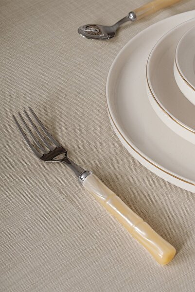 Cotton Box Plain Tablecloth Beige 155x220