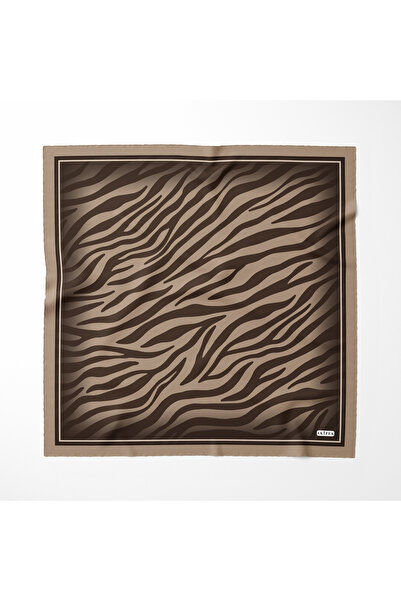 AKİPEK Büyük Zebra Motif Desen Kahverengi Kadın Tesettür Giyim Kadın Eşarp