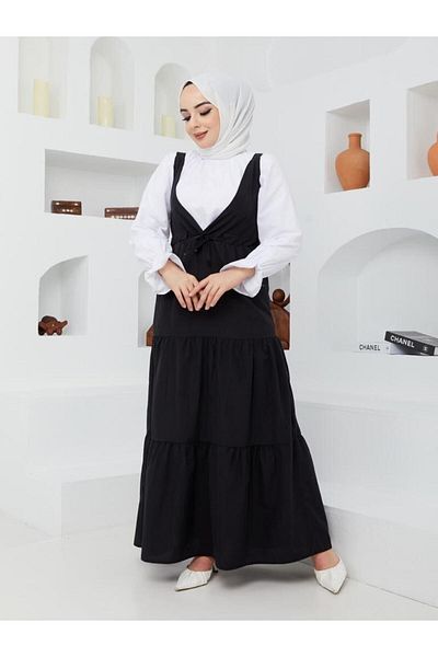 BAV Butik Ayvitrin Women's Gilet Black And Shirt White Set