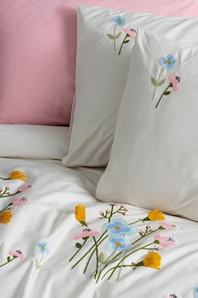 Cotton Box Двоспальний комплект постільної білизни Ranforce з вишивкою Delbin Pink