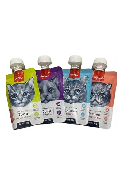 Wanpy Taze Ton Balıklı & Somonlu & Tavuklu & Ördekli Kedi Ezme 90 Gr×4 Adet
