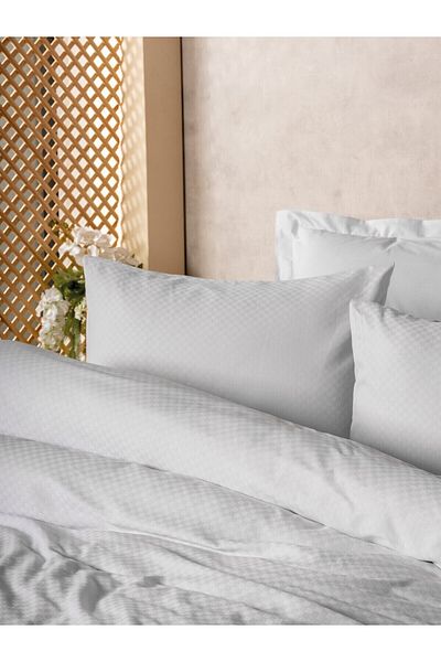 Cotton Box Plaid Ranforce Single Duvet Cover Set White