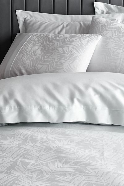 Cotton Box Set cuvertură de pilota dublă din satin jacquard albastru deschis frunză