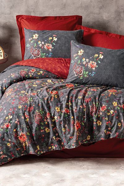 Cotton Box Feminine Single Duvet Cover Set Sierra Claret Red