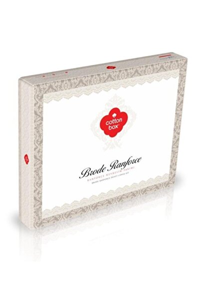 Cotton Box Brode Ranforce Çift Kişilik Nevresim Takımı Hazel Gülkurusu