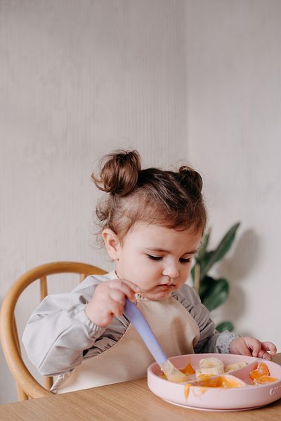 Dear Deer Love Cleo Long Sleeve Feeding & Activity Bib 1-3 years - Gray