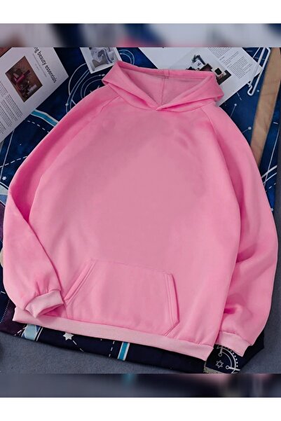 blackbonds Unisex Renkli Kapüşonlu Pembe Sweatshirt