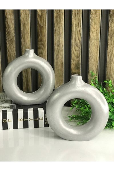BLANJ Bohemian Ring Vase Set - 2-Piece Decorative Donut Object