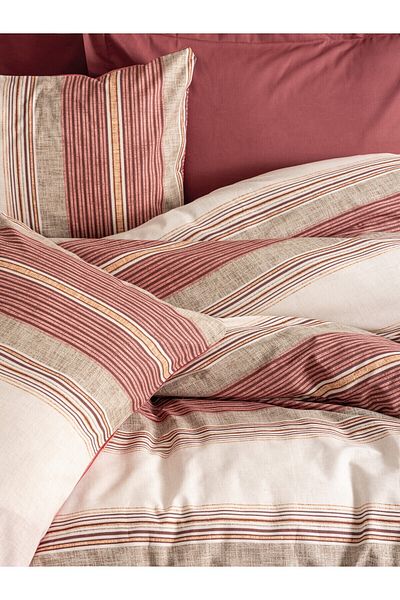 Cotton Box Line Ranforce Double Duvet Cover Set Kenway Claret Red
