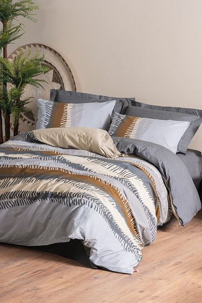 Cotton Box Σετ Παπλωματοθήκη Μονό Toprak Asel Anthracite