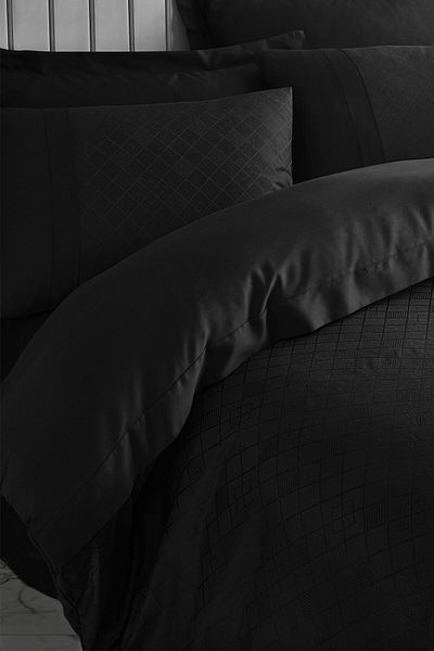 Cotton Box Set cuvertură de pilota dublă din satin jacquard negru