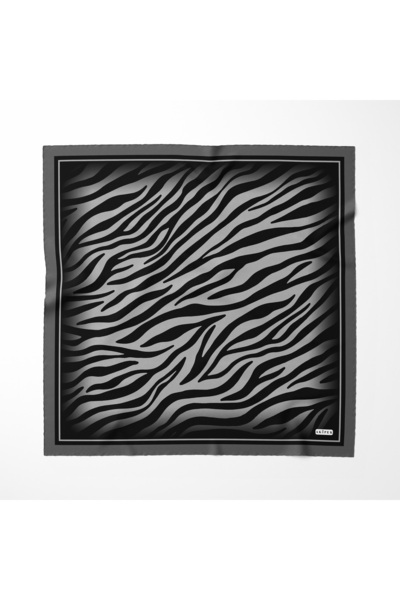 AKİPEK Büyük Zebra Motif Desen Gri Kadın Tesettür Giyim Kadın Eşarp