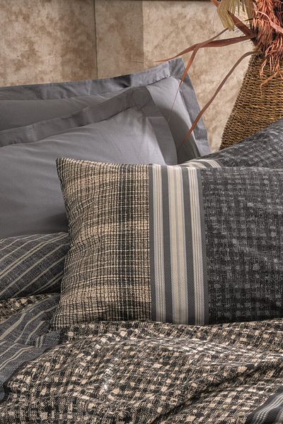 Cotton Box Double Earth Duvet Cover Set - Anthracite Timbre