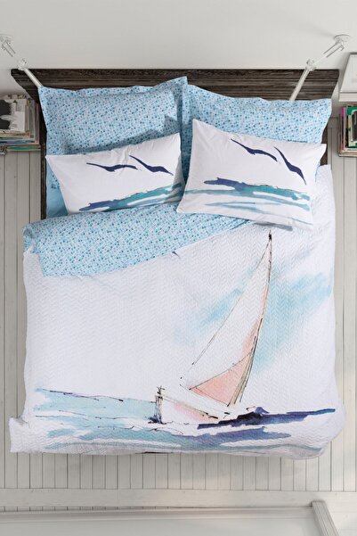 Cotton Box مجموعة شراع بحرية فردية كاملة باللون الأزرق