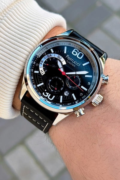 Ferrucci وظيفة FCF.03279FK.01 ساعة يد جلدية للرجال