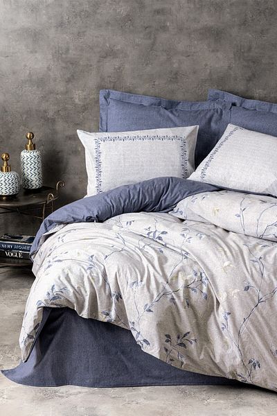 Cotton Box Σετ Παπλωματοθήκη - Nitza Navy Blue Double